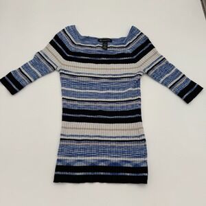 INC International Concepts Sweater Women's Small Multi Striped Knit Square Neck